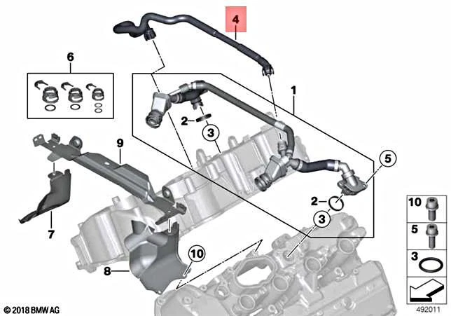 Genuine BMW F01N F02N F06 F06N F07 Crankcase Breather Hose OEM 