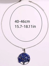 Collana donna blu artificiale pietra lega albero della vita colore argento