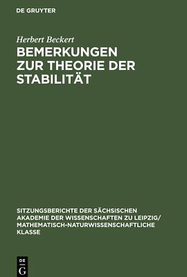 Bemerkungen zur Theorie der Stabilität | Buch | 9783112502273
