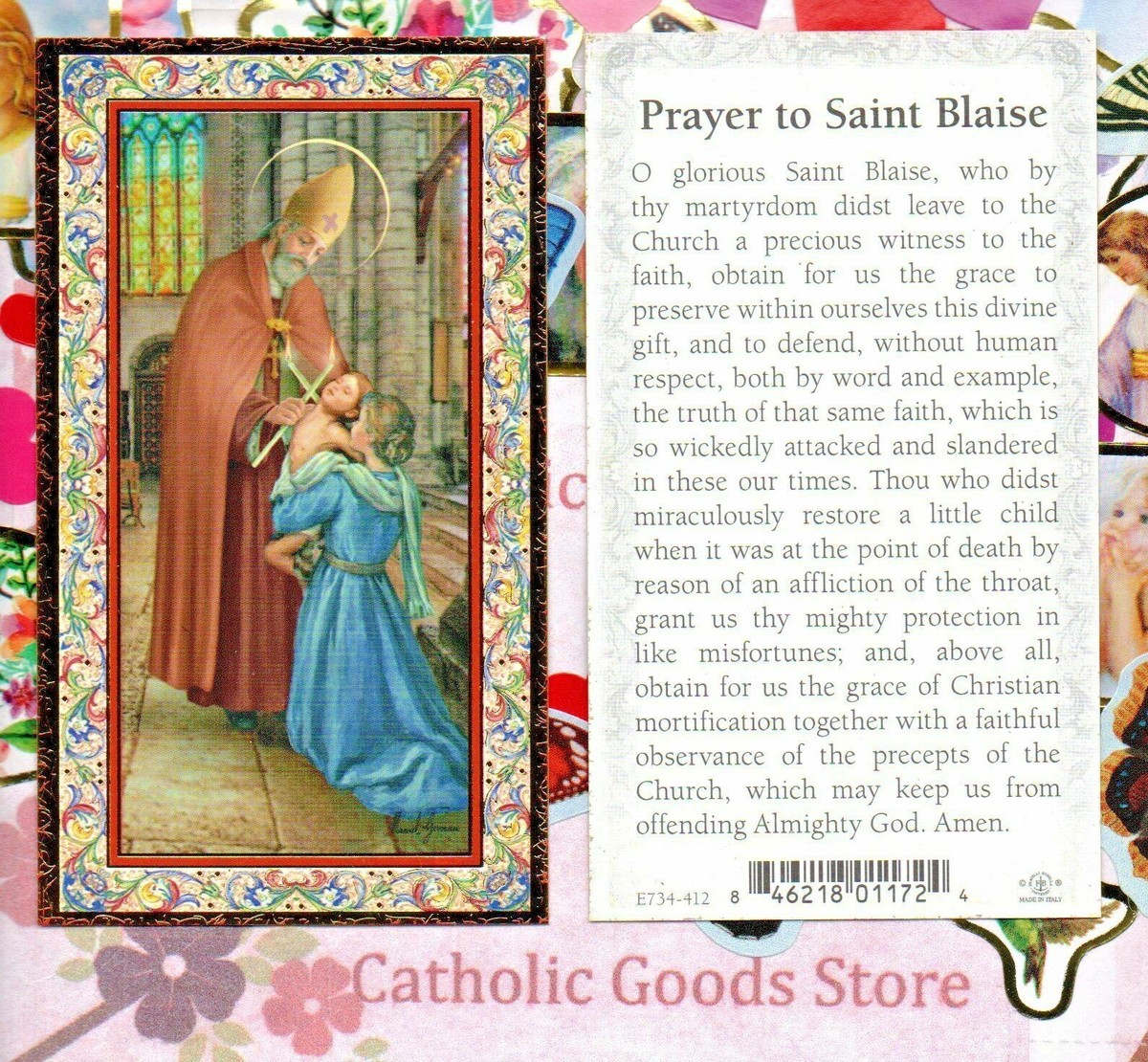 Saint Blaise Prayer Card