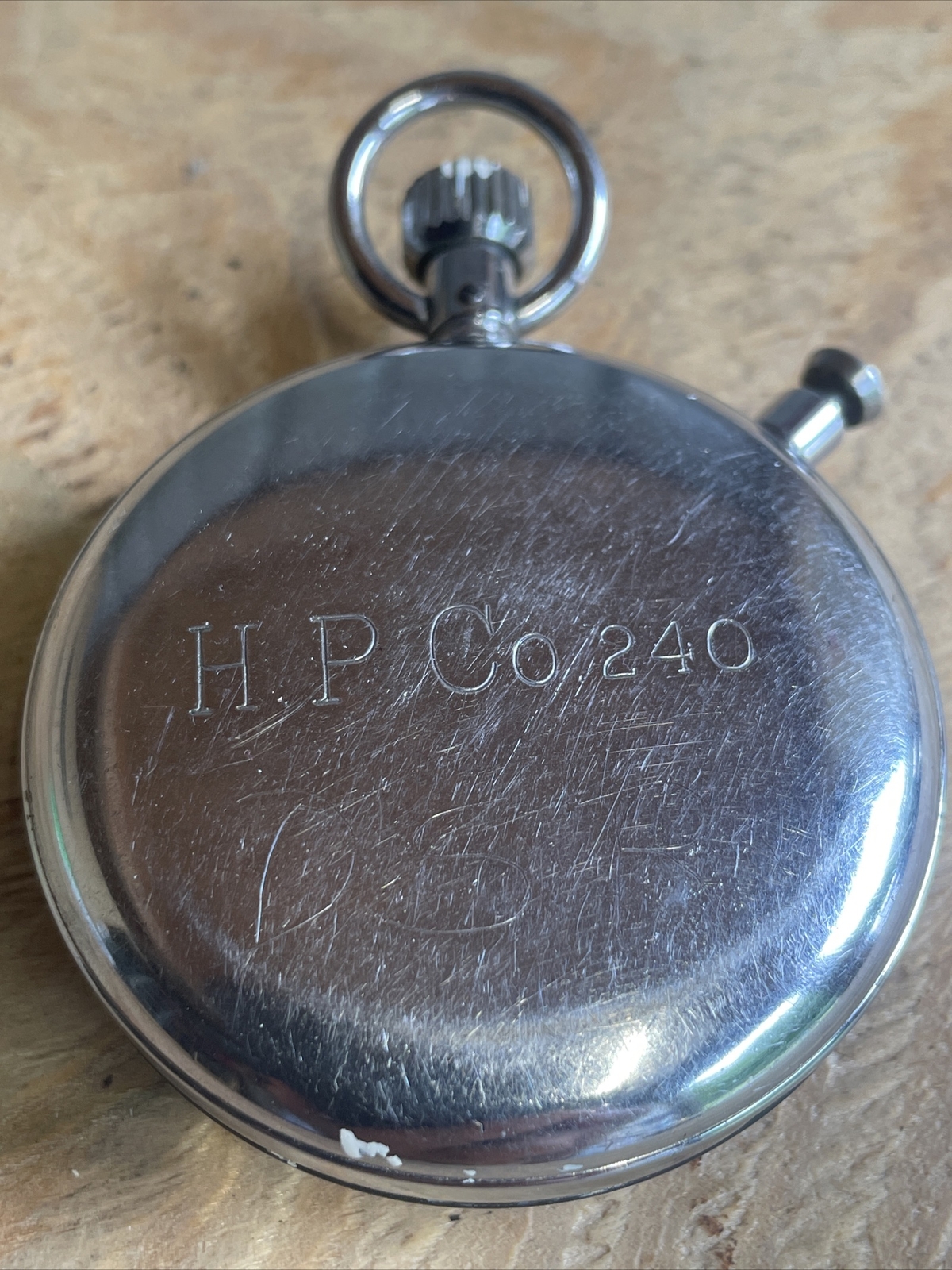 Vintage White Dial Meylan Type 204B Stopwatch Works Engraved H.P. Co