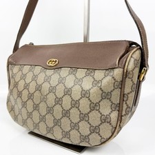 Borsa a tracolla Gucci GG Supreme beige marrone pelle PVC logo GG hardware...