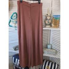 Fashion Nova Mauve Satin Wide Leg Pants Size L Dusty Rose Glam Formal Trousers
