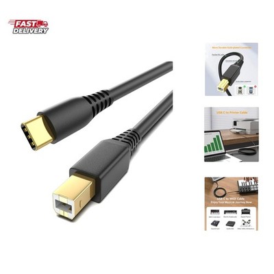 USB-B to USB-C Printer Cable 3FT, Gold-Plated USB Type C to Type B Cord for M...