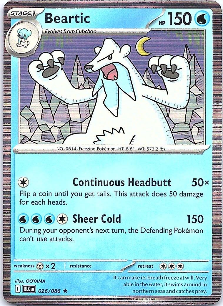 Beartic Holo Rare SV: Black Bolt 026/086 NM