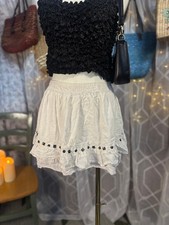 100 Cotton White Ruffle Mini Skirt Lace Trim Boho Coquette Fairycore Coastal