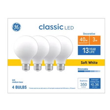 GE Classic LED 40 Watt Replacement, Soft White, G25 Deco - Globe Bulbs 4 Pack