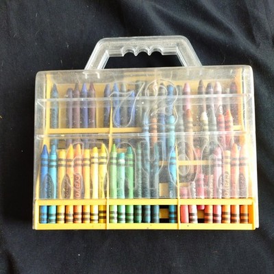 Crayola Wachs 72 Buntstifte gelb Tragetasche 70er 80er Vintage - gebraucht, einige fehlen