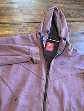 Nike Tech Fleece Hoodie Womens Medium Purple Full Zip Jacket Thumb Holes 842845