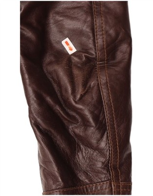 Sandro Ferrone Womens Crop Leather Jacket UK 18 XL Brown AI20 | eBay