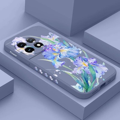 Iris Flower Liquid Silicone Phone Case Cover For OnePlus 12 12R 11 10 9 8 Pro 5G