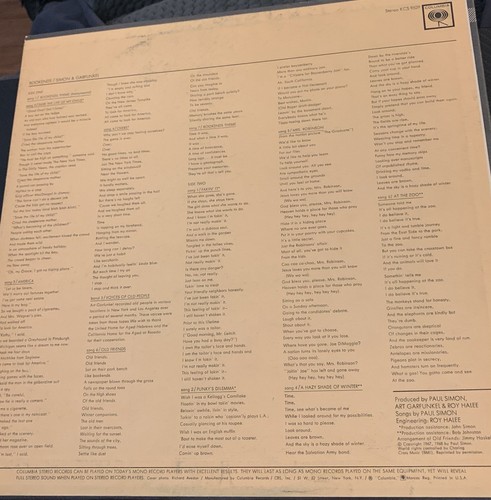 Simon and Garfunkel- Bookends Vinyl Record Folk Rock 1968 Paul READ* VG TESTED** - Picture 6 of 7