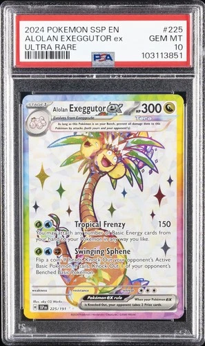 2024 POKEMON SSP EN-SURGING SPARKS ULTRA RARE #225 ALOLAN EXEGGUTOR EX PSA 10