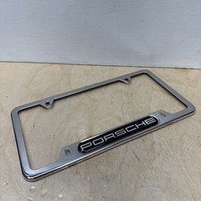 Porsche Chrome Metal Vintage License Plate Frame Used Porsche Chrome Metal Vintage License Plate Frame Used