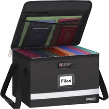File Box with Lock - Portable File Organizer Box with Handle, Sturdy Importan...