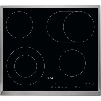 AEG HK634060XB Autarkes Kochfeld, Glaskeramik, Edelstahl-Rahmen, 57,6 cm breit,