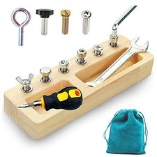 14 Pcs Kids Montessori Screwdriver Board Set, Wooden Screw Driver Activities