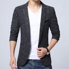 Korean Fashion Men's Blazer Coats Casual Slim Fit Lapel One Button Jackets Work