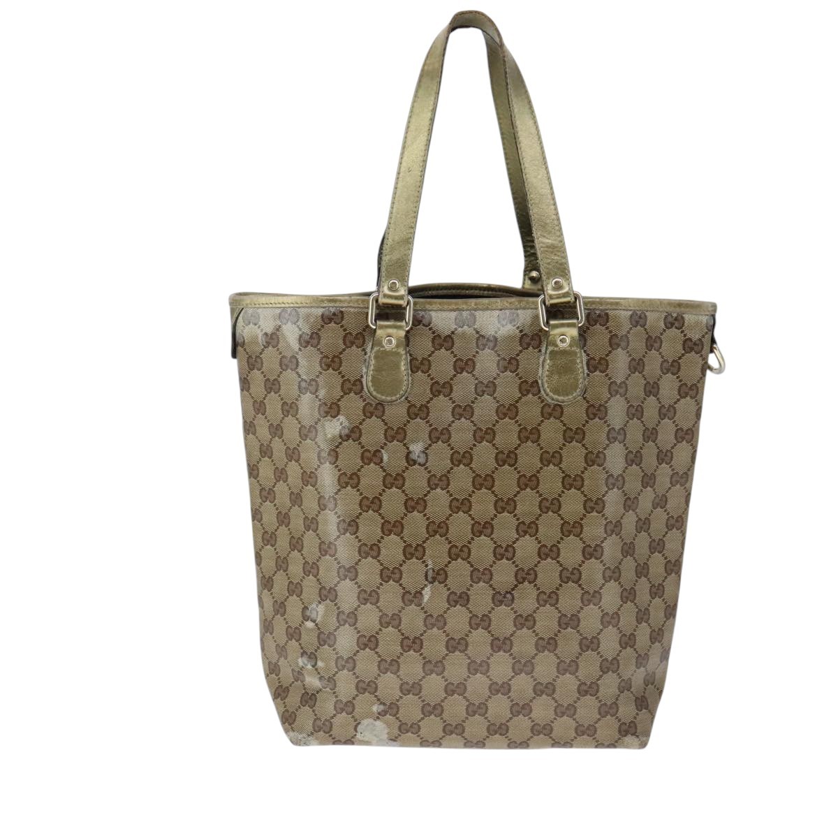 GUCCI クリスタルトートバッグ GUCCI GG Crystal Tote Bag Coated Canvas Beige Gold Auth yk16444 | eBay