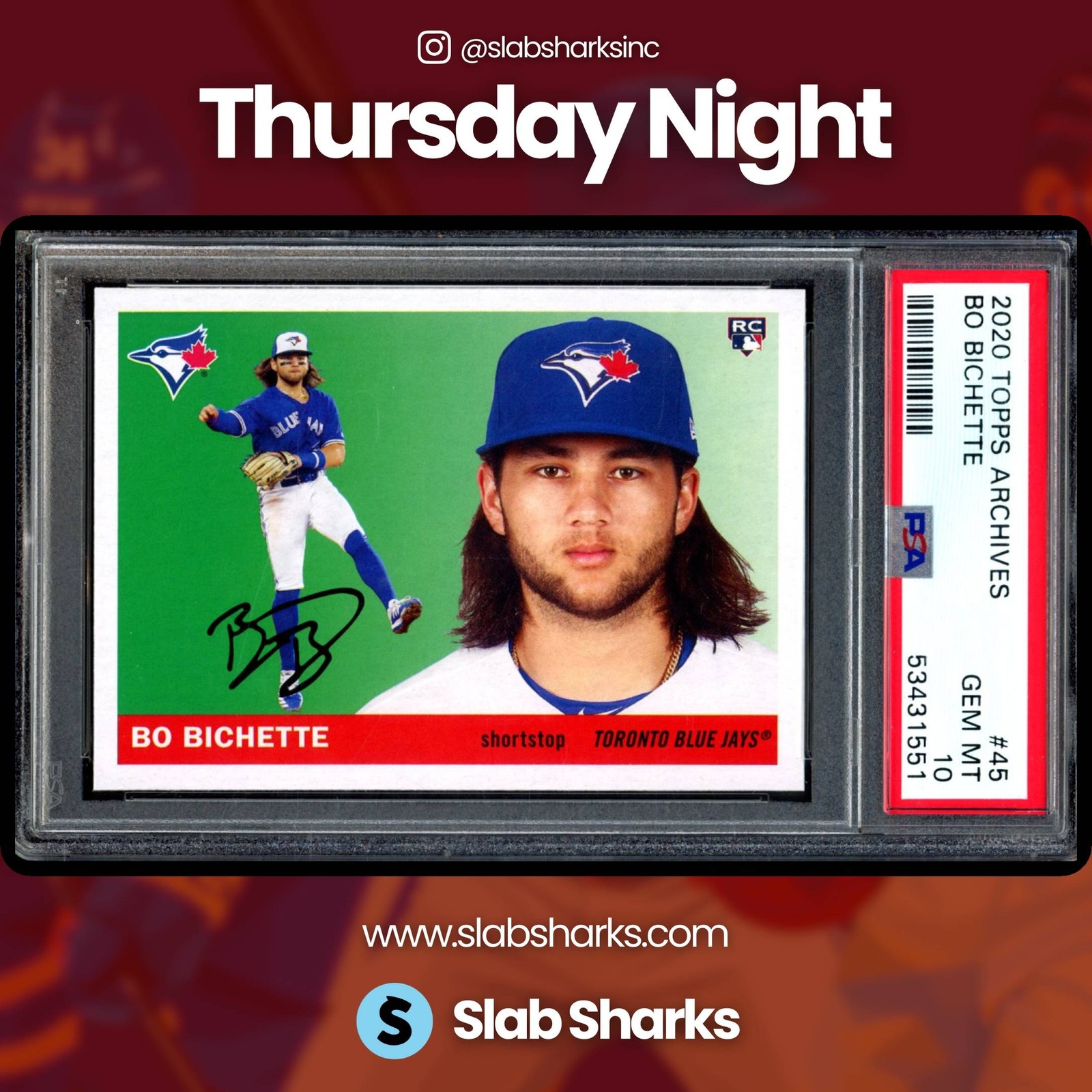 2020 TOPPS ARCHIVES #45 BO BICHETTE RC ROOKIE PSA 10