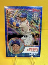 Michael Conforto 2018 Topps Silver Pack '83 Blue Wave Refractor /75 NY Mets #91