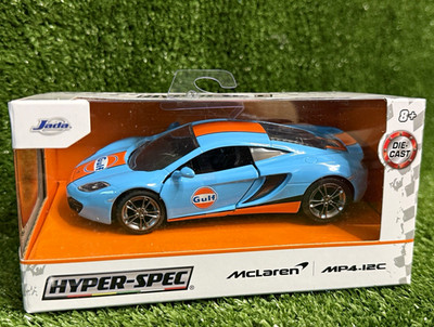 Jada Hyper-Spec McLaren MP4-12C Gulf Oil 1:32 Diecast Blue Orange w/Case