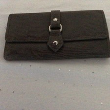 Levenger Wallet Olive Textured Leather Credit Card Coin Compartment Zip  Snap Z
