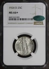 1924-D (MS66+ PLUS CAC) Standing Liberty Quarter 25C SLQ NGC