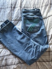 7 For All Mankind Women's Blue Denim Jeans Embroidered 5-Pocket Design