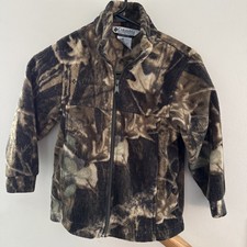 Columbia Fleece Zip Jacket Camouflage Outdoors Hunting Kids Youth S 6/7 Bx410