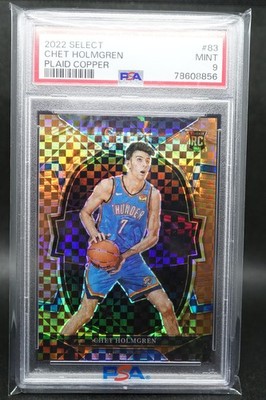 2022 Panini Select CHET HOLMGREN #83 Plaid Copper Prizm Rookie 29/49 PSA 9 RARE