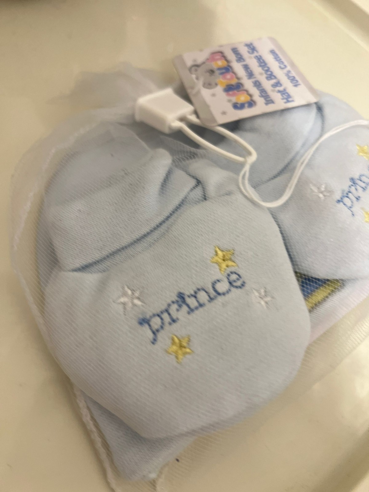 Hat and bootee set Size / Baby born or 0Brand : soft touch New with tags image 3