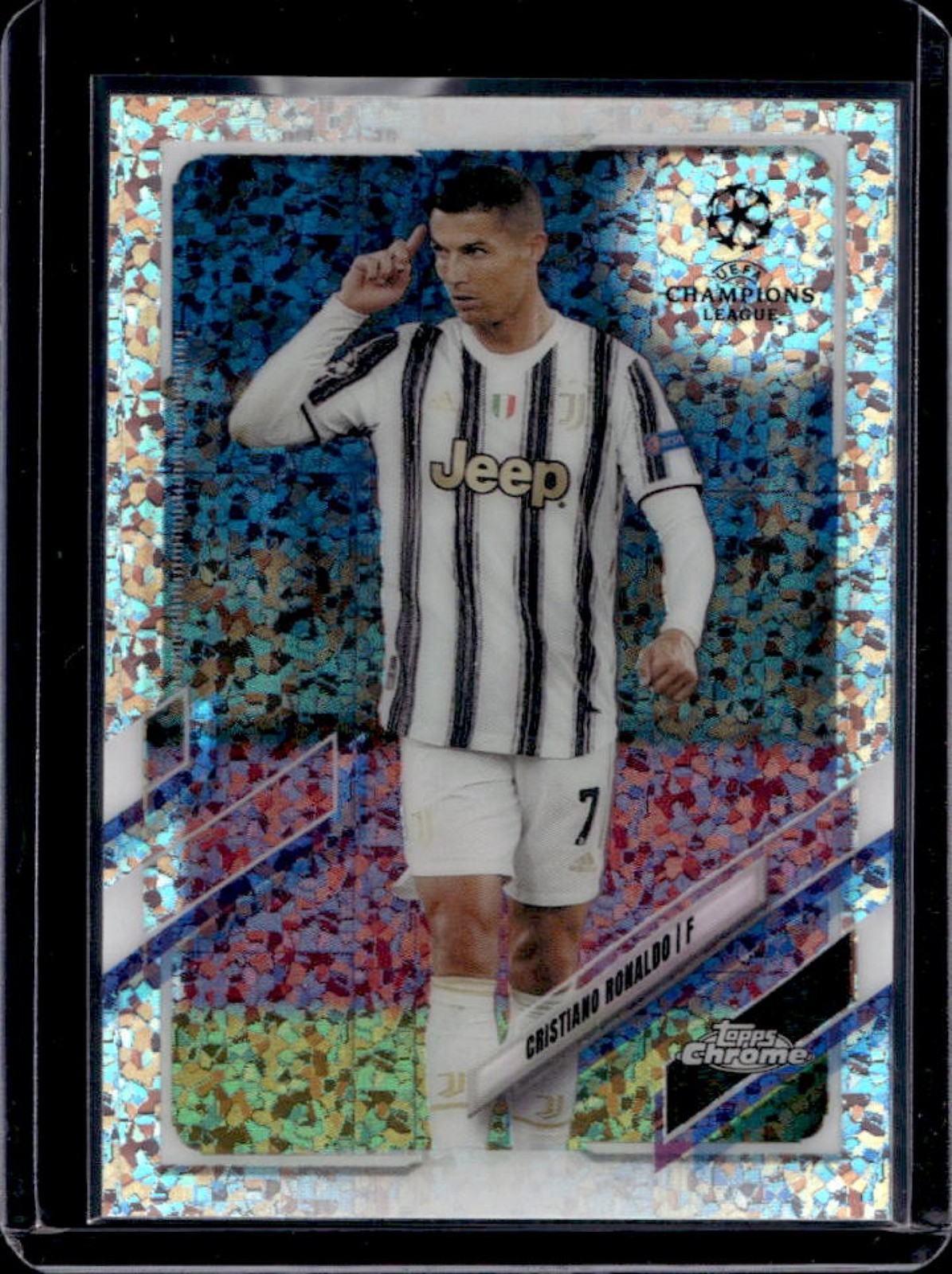 2020-21 Topps Chrome UEFA Cristiano Ronaldo Refractor Speckle #100 Juventus