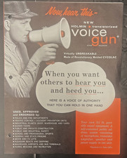 Vintage 1960s Holmin VOICE GUN Megaphone Brochure, Illustrated