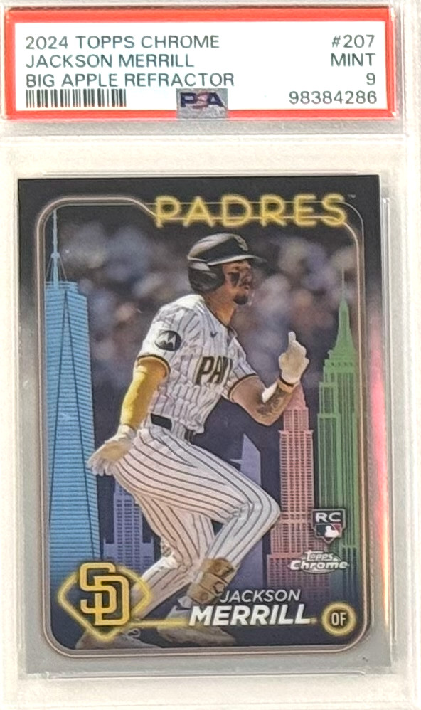2024 Topps Chrome Jackson Merrill BIG APPLE Refractor PSA 9 #207 Padres Rookie