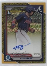 2024 Bowman Chrome Prospect Gold Shimmer Refractor 36/50 Mario Baez Auto ms9