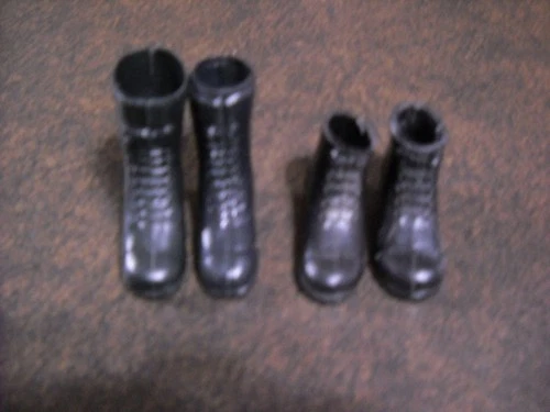 2 VINTAGE 12'' GI JOE ORIGINAL BLACK BOOTS TALL & SHORT HASBRO