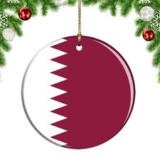 Qatar Flag Round Christmas ornament city travel souvenir