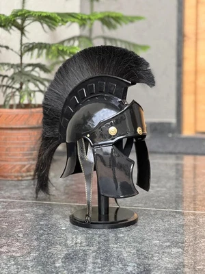 Römischer Zenturio-Helm mit schwarzer Feder, Kriegerrüstung, LARP-Kostümhelm, Ge - Bild 1 von 4