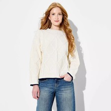 Women Crewneck Cable Pullover Sweater - Wild Fable