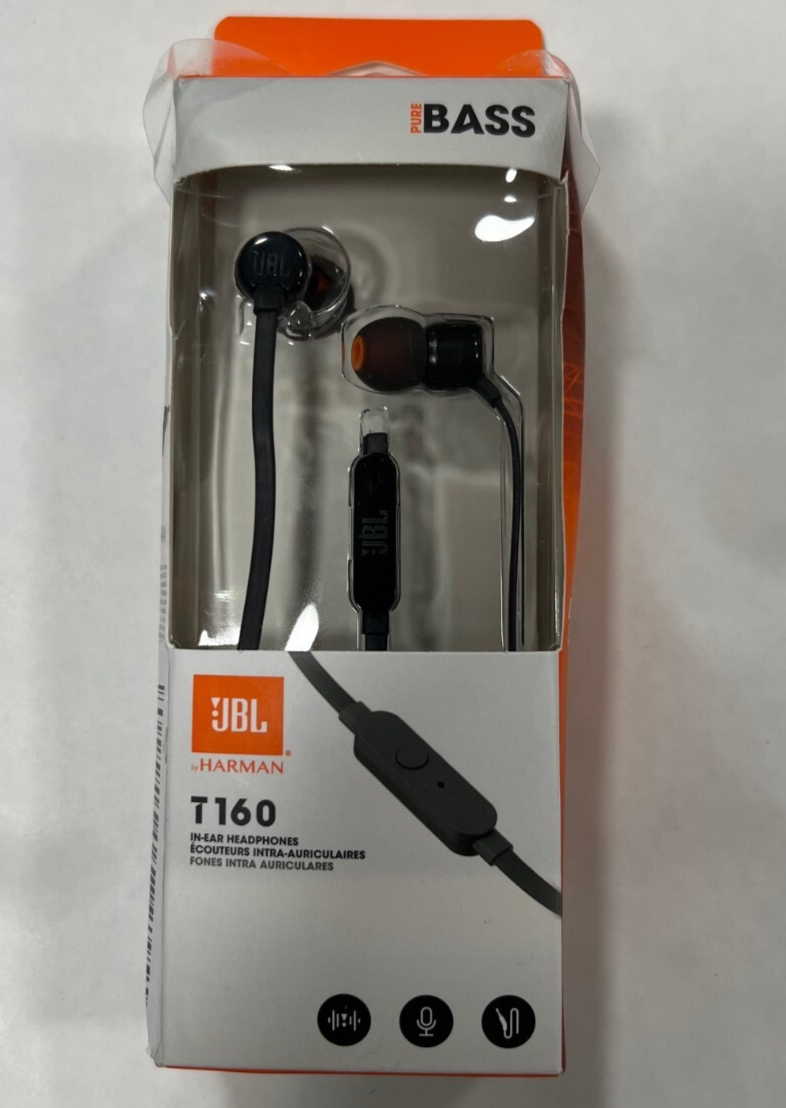 JBL T160 in-Ear Headphones Pure Bass with Mic Black USED