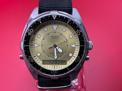 Vintage Casio AMW-320C (358) ''Arnie'' 45mm Champagne Sunburst Dial Digital Analog