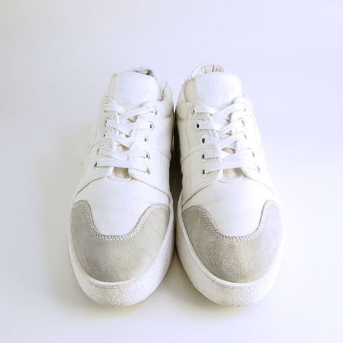Ami París Bajo Top Zapatillas Lona Blanca Beige Ante Zapatos Hombre Talla Eu 10 - Imagen 4 de 10
