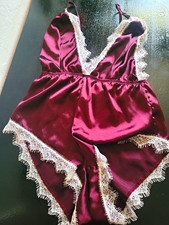 FASHION NOVA Burgundy Lace Trim Teddy Bodysuit One Piece Size M Wireless