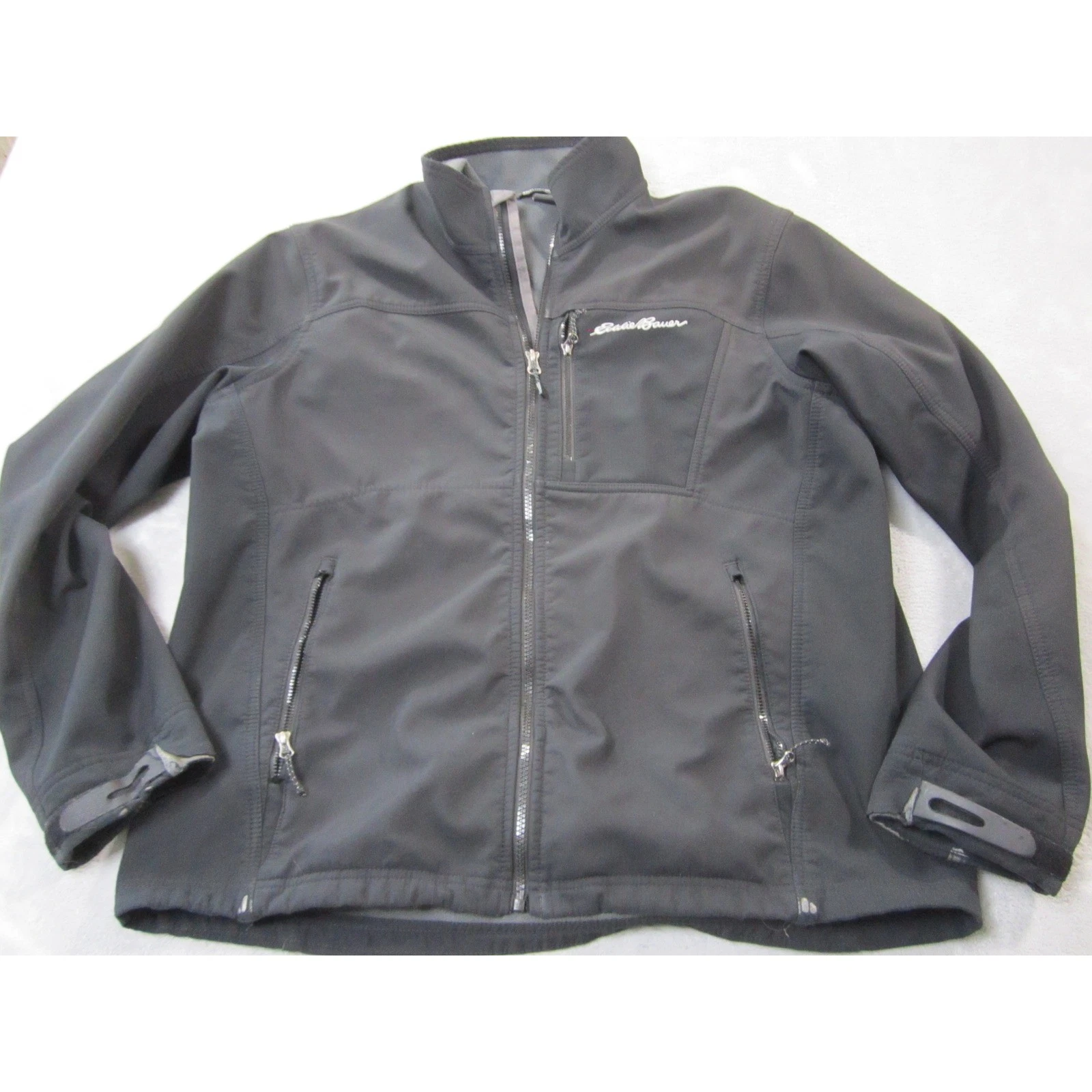 Eddie Bauer Softshell Jacket Mens Size Large Dark Gray Water Resistant Full Zip