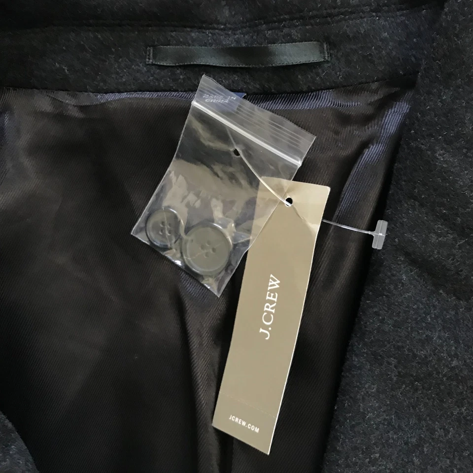 NWT JCrew Ludlow Top Coat Jacket Mens 38 S Black Charcoal Wool Cashmere BS469 - Image 4 of 4