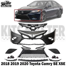 NEW Front Bumper Cover Primed & Grille Assembly Kit For 2018-2020 Toyota Camry
