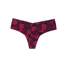 Victoria's Secret No Show Thong Medium Halloween Panty Cat eye floral witch 7cij