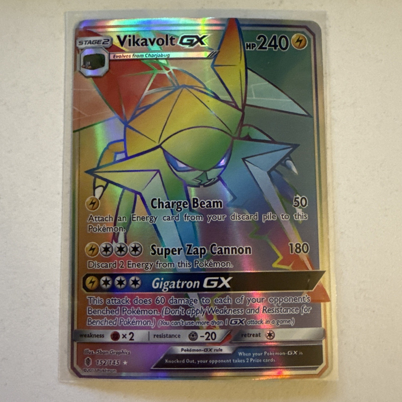 Pokémon TCG Vikavolt GX (Secret) 152/145 Sm-Guardians Rising Holo 2017 NM