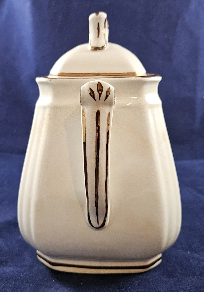 Antique Alfred Meakin Fish Hook Tea Leaf Ironstone Sugar Bowl, 7" Tall, Ca 1880s - Image 4 of 4